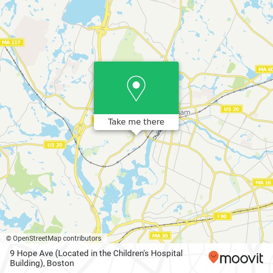 9 Hope Ave (Located in the Children's Hospital Building) map