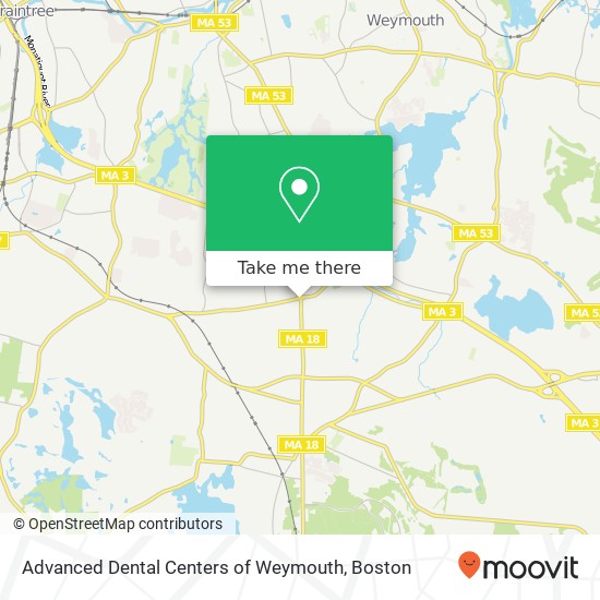 Advanced Dental Centers of Weymouth map