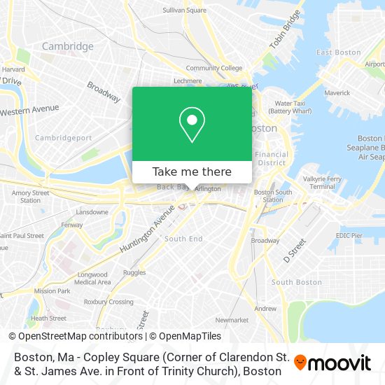 Mapa de Boston, Ma - Copley Square (Corner of Clarendon St. & St. James Ave. in Front of Trinity Church)