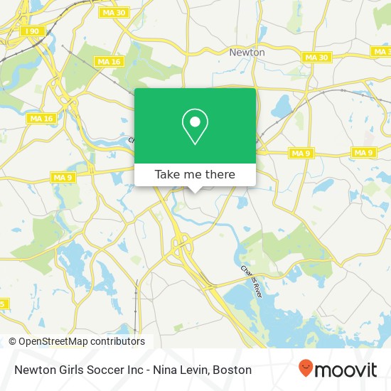 Newton Girls Soccer Inc - Nina Levin map