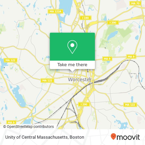 Unity of Central Massachusetts map