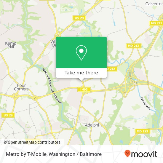 Mapa de Metro by T-Mobile, 10214 New Hampshire Ave