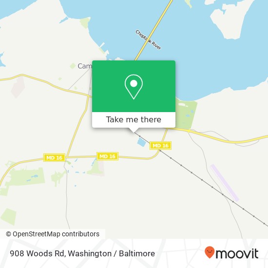 Mapa de 908 Woods Rd, Cambridge, MD 21613