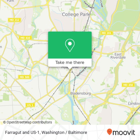 Mapa de Farragut and US-1, Hyattsville, MD 20781
