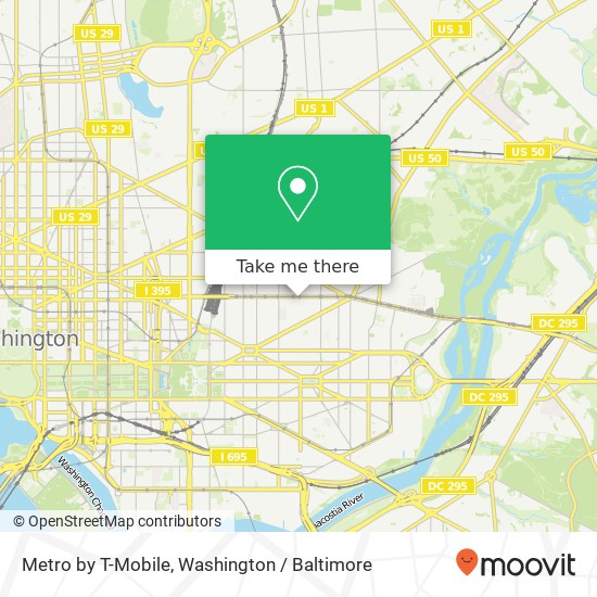 Metro by T-Mobile, 1019 H St NE map