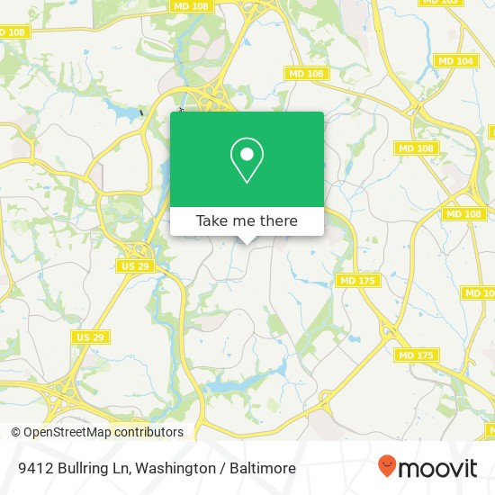 Mapa de 9412 Bullring Ln, Columbia, MD 21045