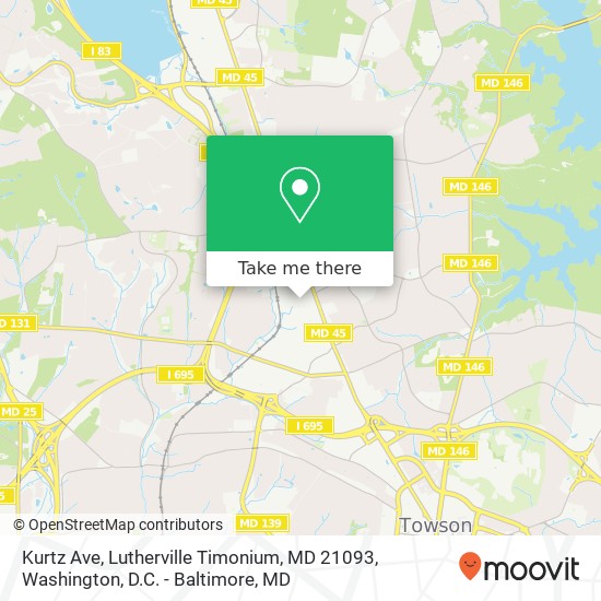 Mapa de Kurtz Ave, Lutherville Timonium, MD 21093