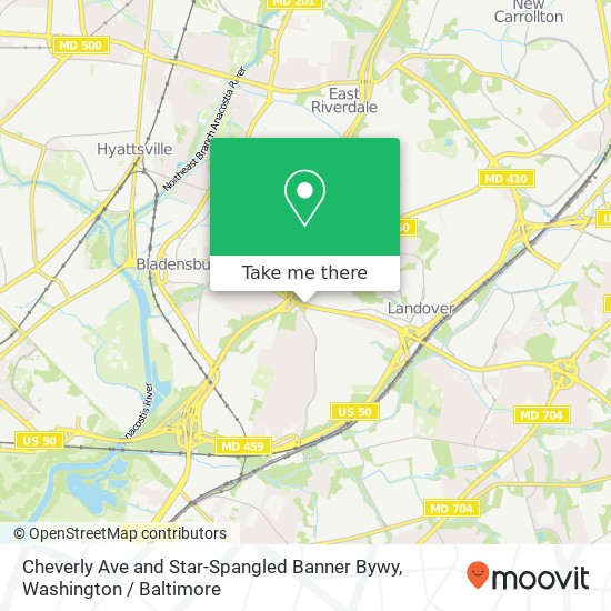 Mapa de Cheverly Ave and Star-Spangled Banner Bywy, Cheverly, MD 20785