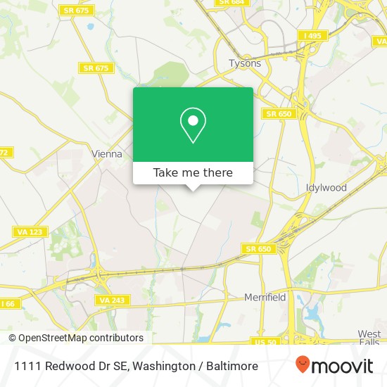 1111 Redwood Dr SE, Vienna, VA 22180 map