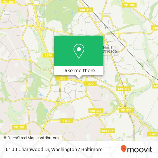 Mapa de 6100 Charnwood Dr, Rockville, MD 20852