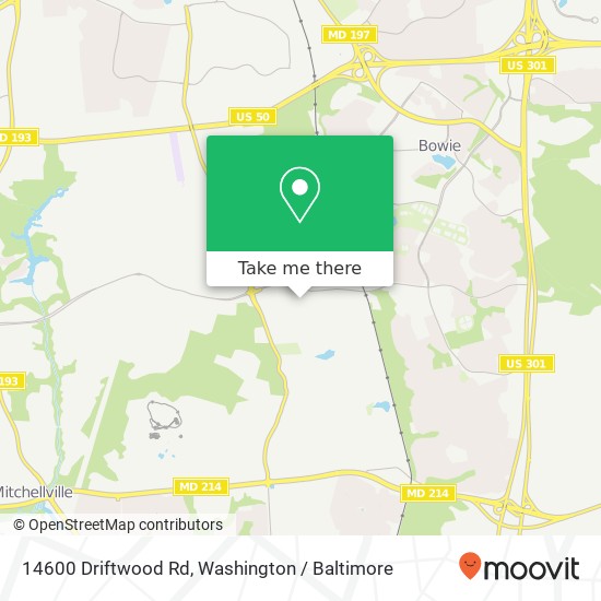 Mapa de 14600 Driftwood Rd, Bowie, MD 20721