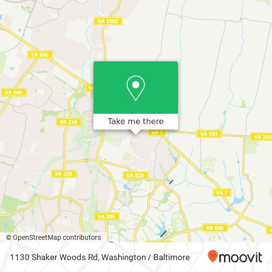 Mapa de 1130 Shaker Woods Rd, Herndon, VA 20170