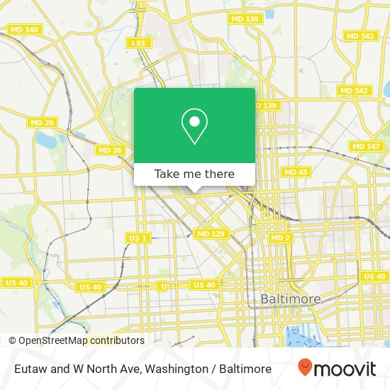 Mapa de Eutaw and W North Ave, Baltimore, MD 21217