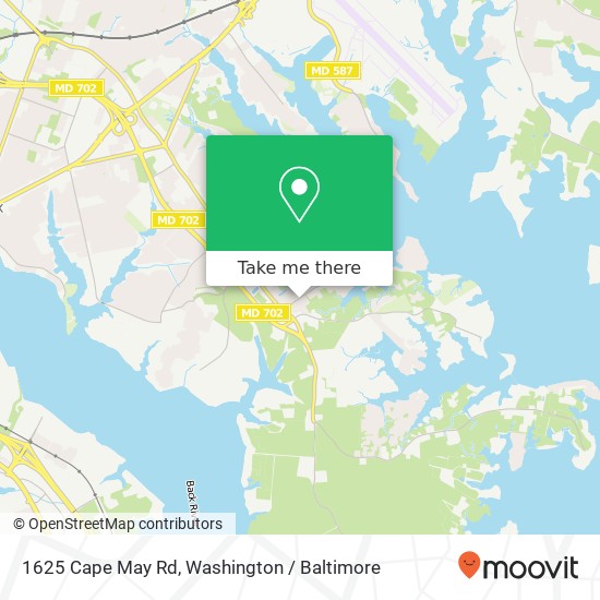 Mapa de 1625 Cape May Rd, Essex, MD 21221