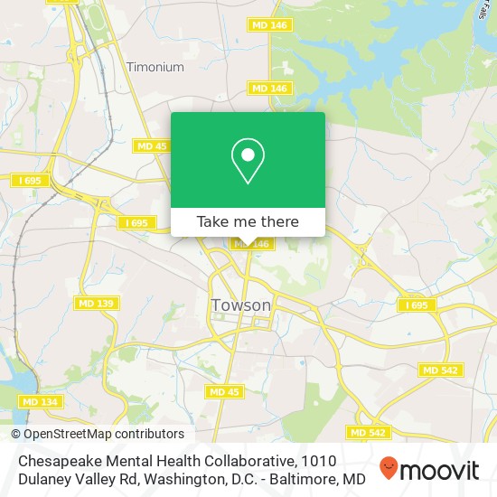 Mapa de Chesapeake Mental Health Collaborative, 1010 Dulaney Valley Rd