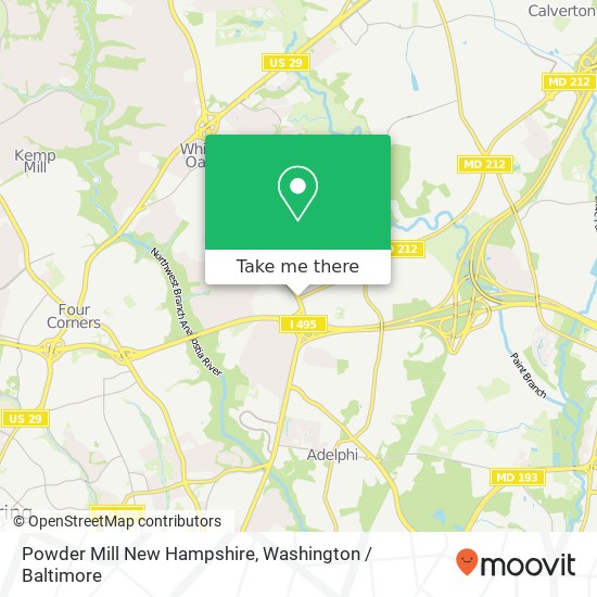 Powder Mill New Hampshire, Silver Spring, MD 20903 map