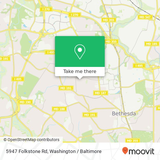 Mapa de 5947 Folkstone Rd, Bethesda, MD 20817