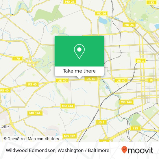 Mapa de Wildwood Edmondson, Baltimore, MD 21229