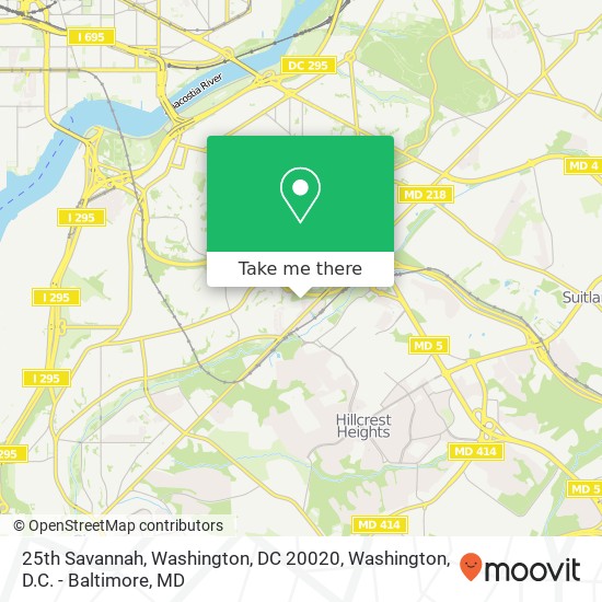 25th Savannah, Washington, DC 20020 map