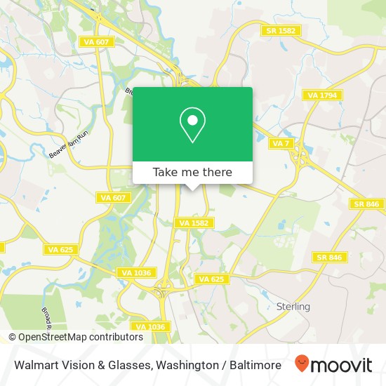 Mapa de Walmart Vision & Glasses, 45415 Dulles Crossing Plz Sterling, VA 20166