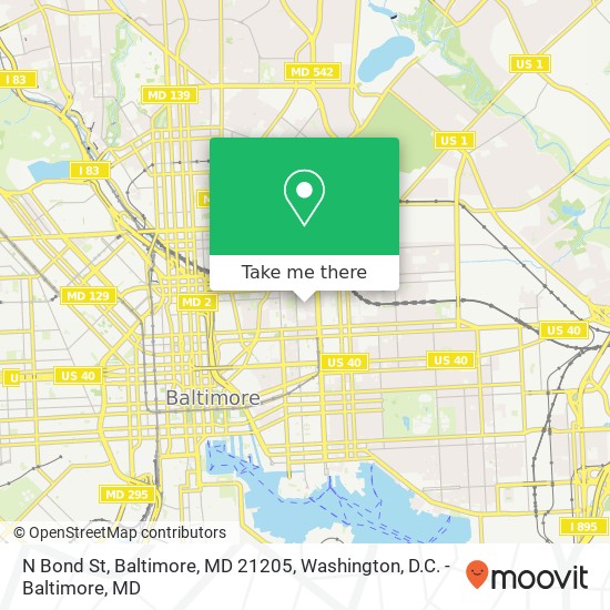 Mapa de N Bond St, Baltimore, MD 21205
