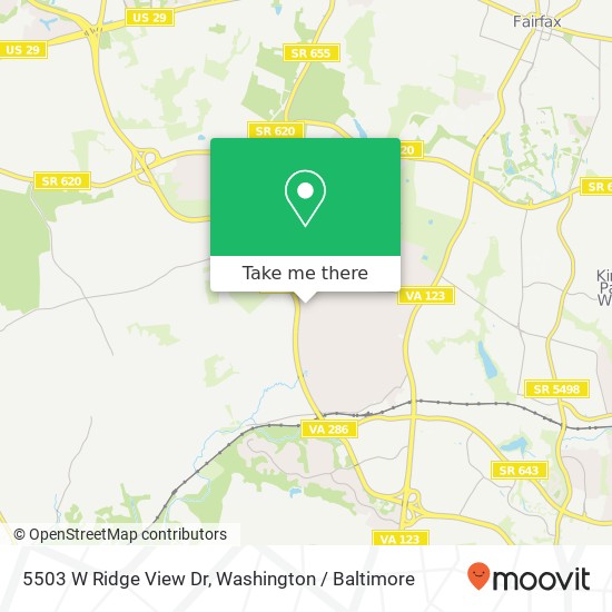 Mapa de 5503 W Ridge View Dr, Fairfax, VA 22030