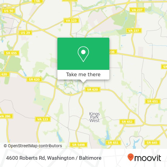 Mapa de 4600 Roberts Rd, Fairfax, VA 22032