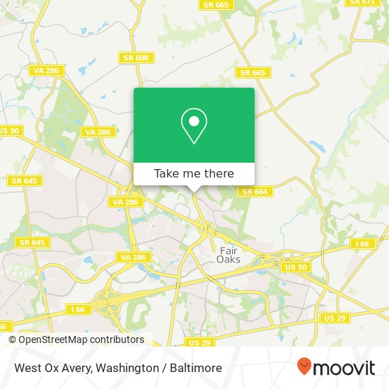 Mapa de West Ox Avery, Fairfax, VA 22033