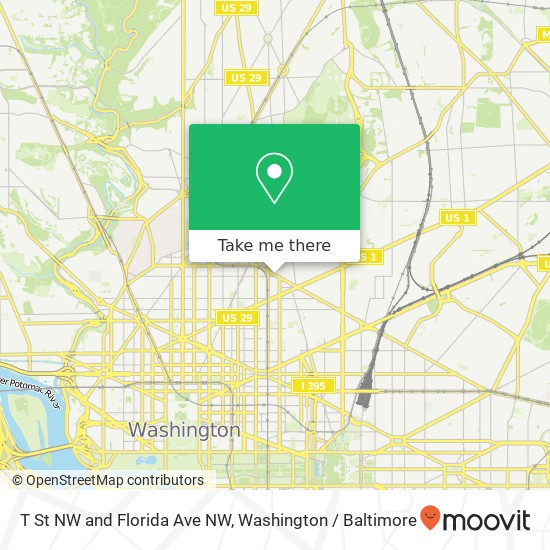 T St NW and Florida Ave NW, Washington, DC 20001 map