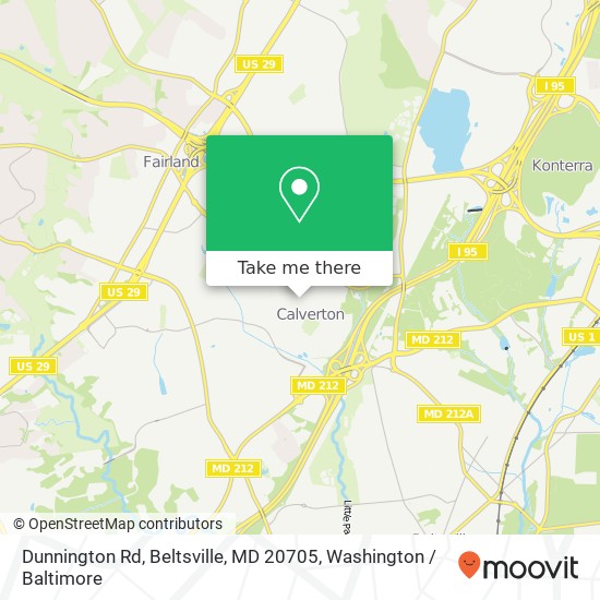 Mapa de Dunnington Rd, Beltsville, MD 20705