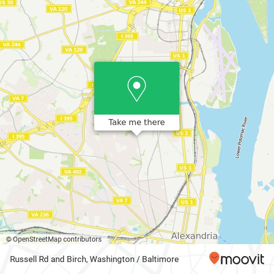 Mapa de Russell Rd and Birch, Alexandria, VA 22305