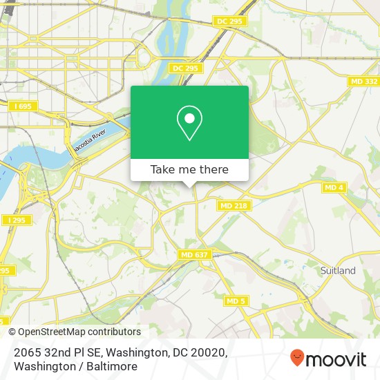 Mapa de 2065 32nd Pl SE, Washington, DC 20020