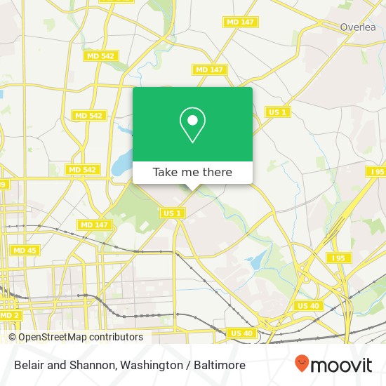 Mapa de Belair and Shannon, Baltimore, MD 21206