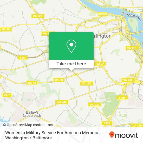 Women In Military Service For America Memorial map