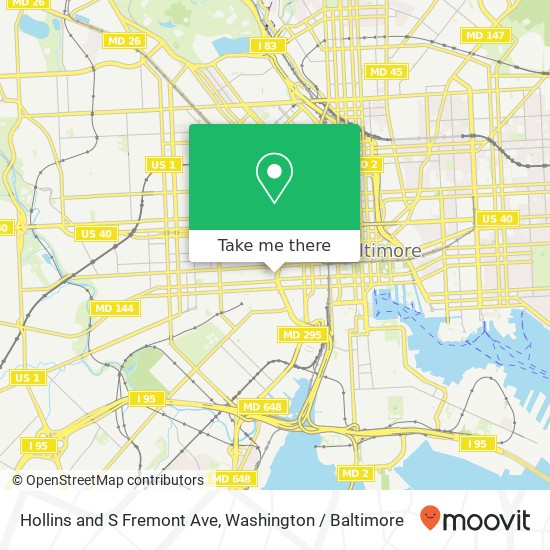 Mapa de Hollins and S Fremont Ave, Baltimore, MD 21201