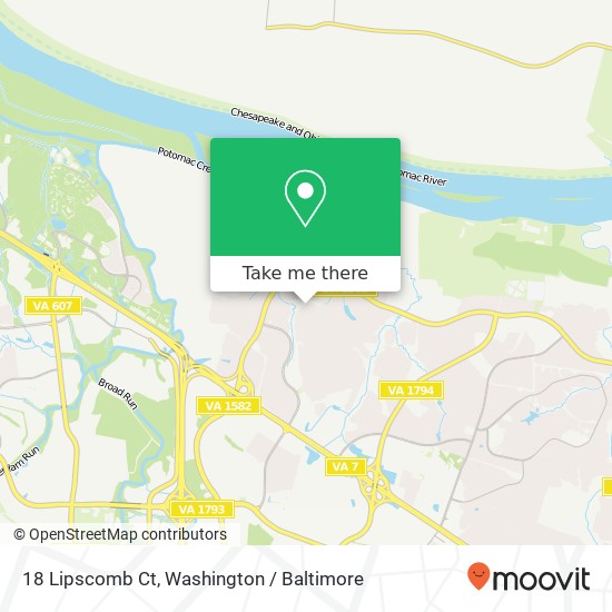 Mapa de 18 Lipscomb Ct, Sterling, VA 20165