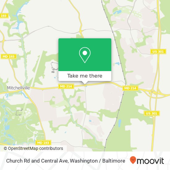 Mapa de Church Rd and Central Ave, Bowie, MD 20716