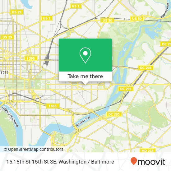 Mapa de 15,15th St 15th St SE, Washington, DC 20003