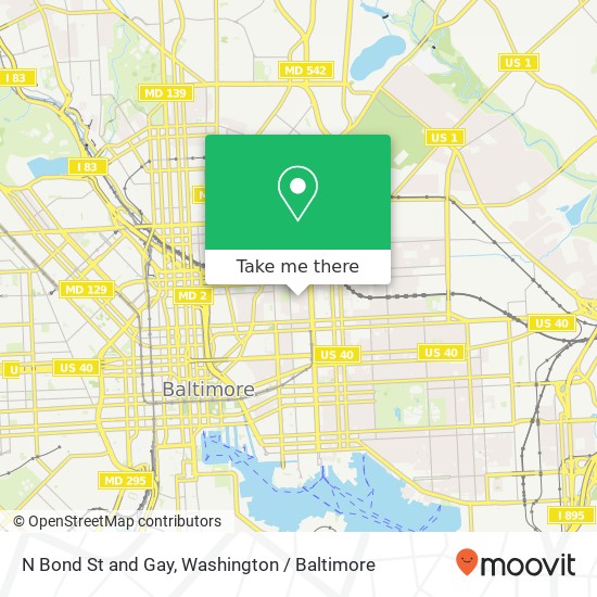 Mapa de N Bond St and Gay, Baltimore, MD 21205
