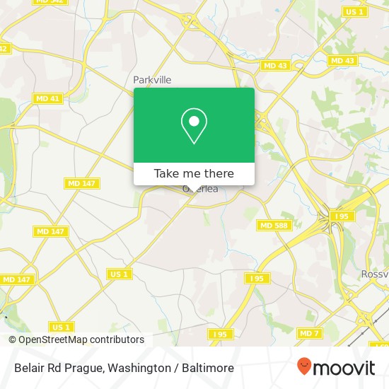 Mapa de Belair Rd Prague, Baltimore, MD 21206