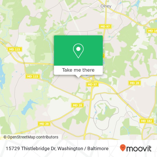 Mapa de 15729 Thistlebridge Dr, Rockville, MD 20853