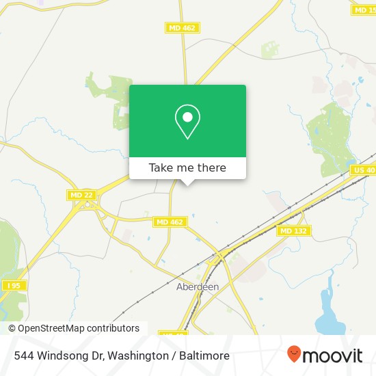 Mapa de 544 Windsong Dr, Aberdeen, MD 21001