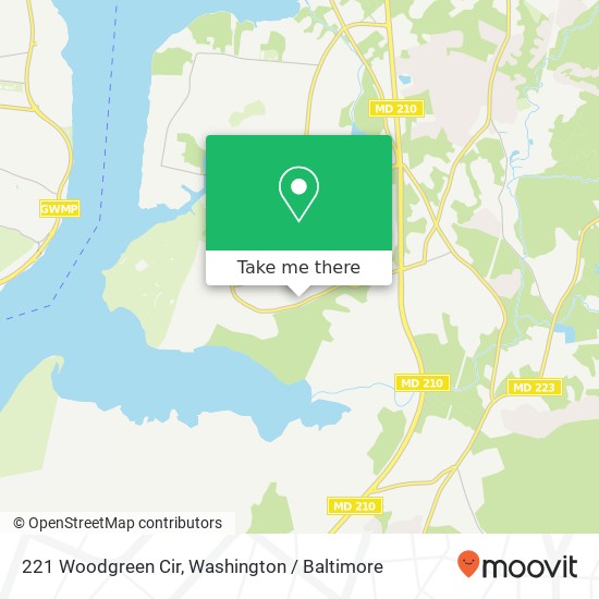 Mapa de 221 Woodgreen Cir, Fort Washington, MD 20744