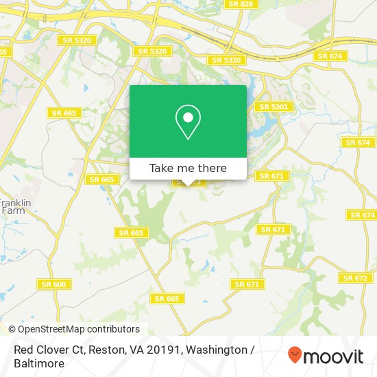 Mapa de Red Clover Ct, Reston, VA 20191