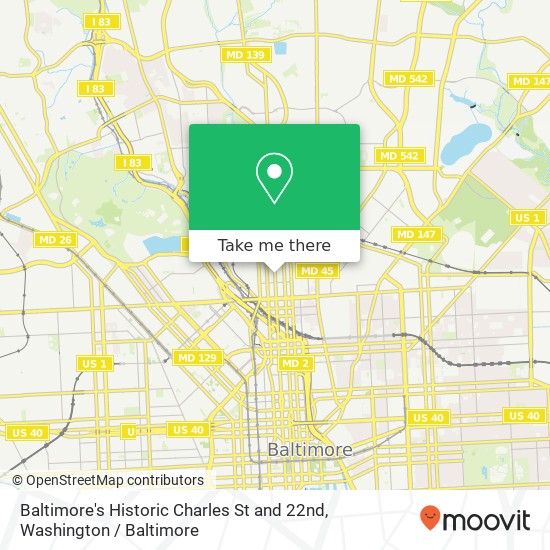 Baltimore's Historic Charles St and 22nd, Baltimore, MD 21218 map