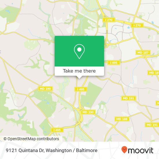 Mapa de 9121 Quintana Dr, Bethesda, MD 20817