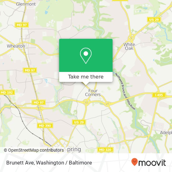 Mapa de Brunett Ave, Silver Spring, MD 20901