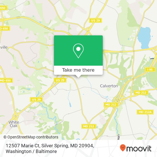 Mapa de 12507 Marie Ct, Silver Spring, MD 20904