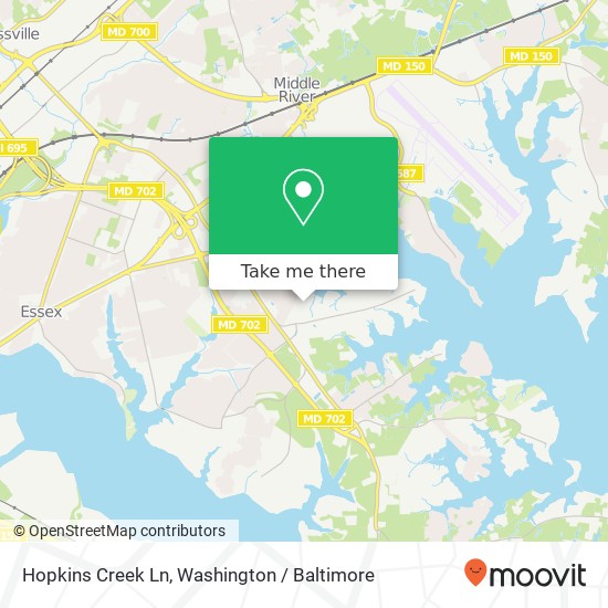 Mapa de Hopkins Creek Ln, Essex, MD 21221