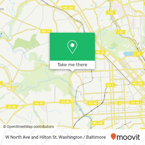 Mapa de W North Ave and Hilton St, Baltimore, MD 21216